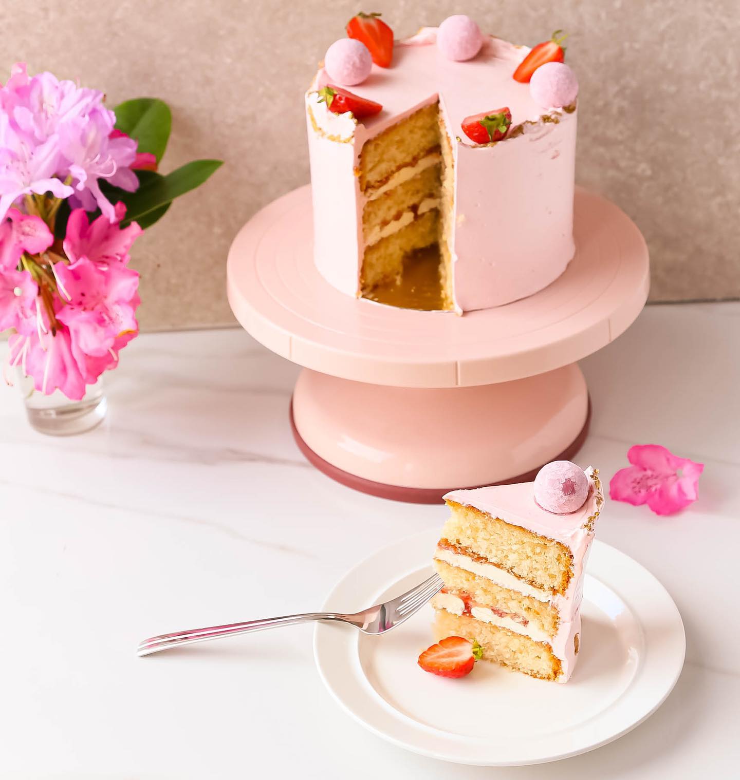 Luxury Champagne & Strawberry Birthday Cake